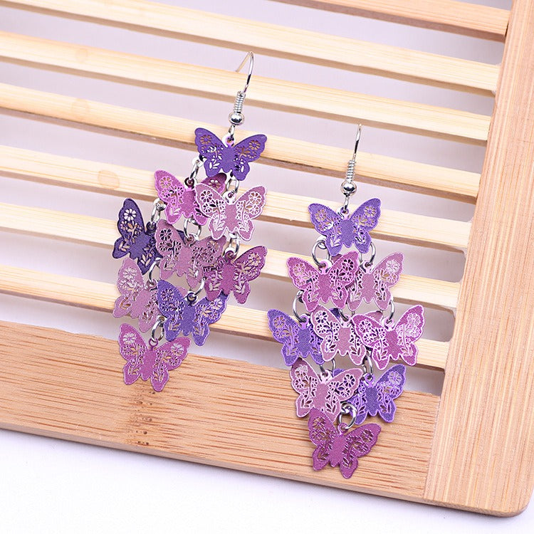 Wholesale Fashionable Temperament Butterfly Colorful Small Nine Pieces of Earrings
