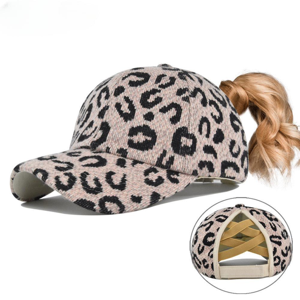 Wholesale Cotton Leopard nytail Hat