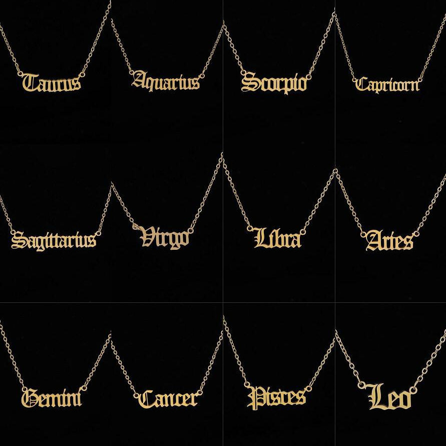 Wholesale Stainless Steel 12 Contions English Letter Necklace