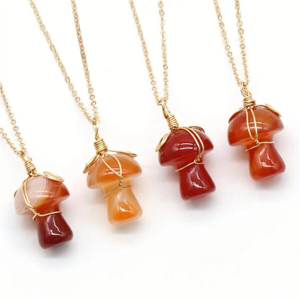 Wholesale Natural Crystal Stone Mushroom Necklace