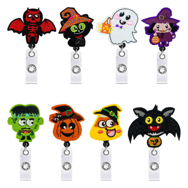 Wholesale Badge Reels Halloween Cartoon Felt Retractable Keychain