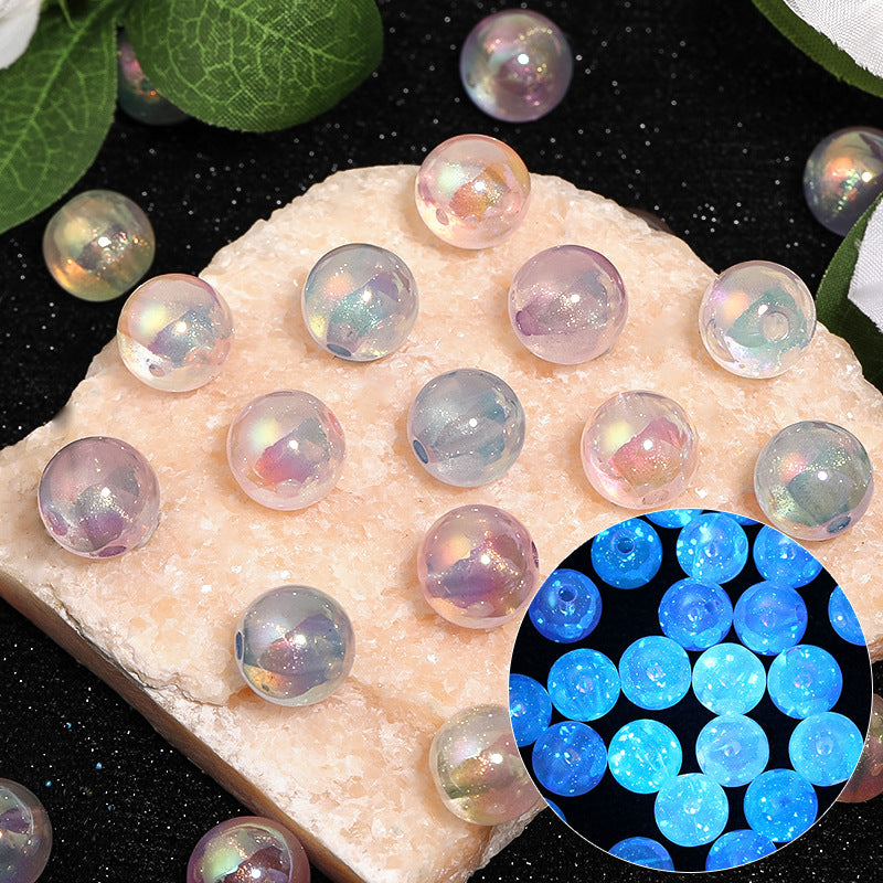 Wholesale Luminous Fine Flash High Translucent Acrylic Through-hole Beads DIY Loose Beads