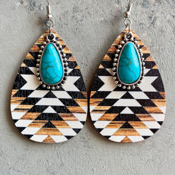 Wholesale Turquoise Pendant Vintage Fashion Western Bohemian Earrings