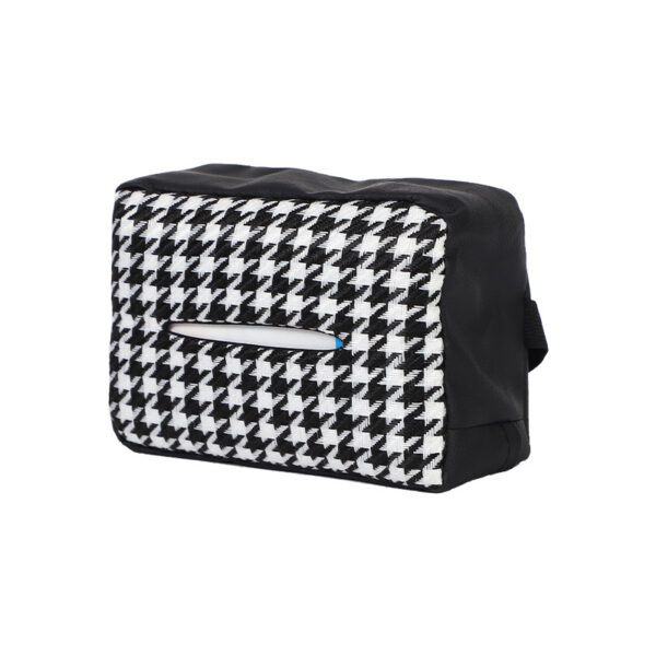 Wholesale Knitting Houndstooth Car Seat Back Hanging Type Leather Tissue Drawer