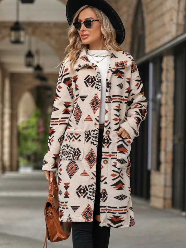Wholesale Velvet Western Style Aztec Plush Long Coat