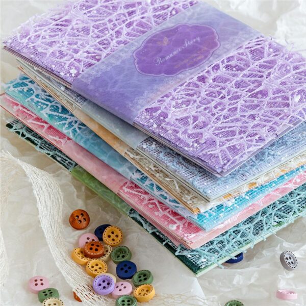 Wholesale Mixed Material Paper Paper Romantic Series Light Retro Lace Notebook DIY Decoration 6 Models