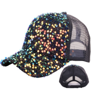 Black-Color Sequin Cap / Adjustable