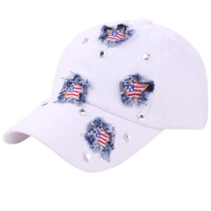 White fur five-pointed star flag hat / Adjustable