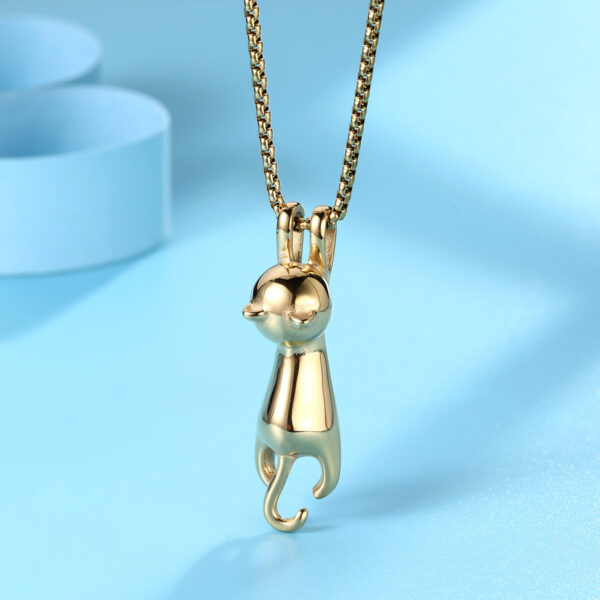 Wholesale Titanium Steel Kitten Necklace