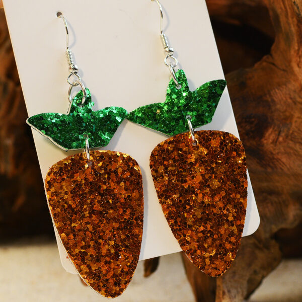 Wholesale Easter Carrots Gretel Sequin Leather Earrings