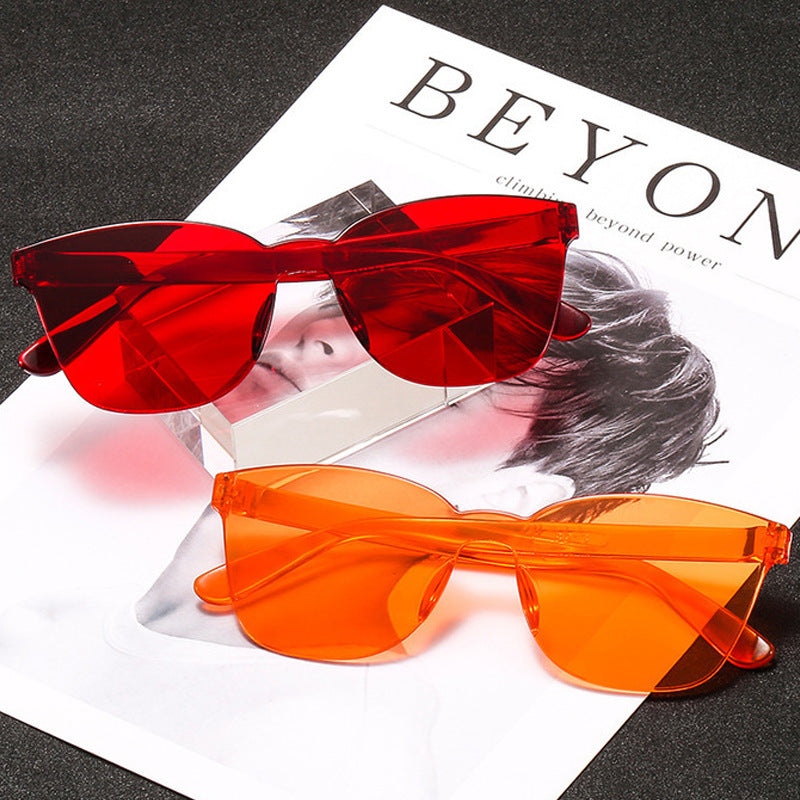 Wholesale PC Candy Color Adult All In One Rimless Sunglasses
