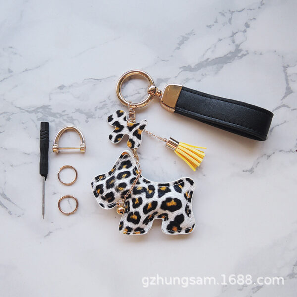 Wholesale PU Leopard Print Puppy Keychain