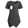 Wholesale Irregular Round Neck Short Sleeved Nursing Polyester Top