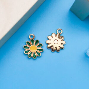 1 dripping green round daisy flower 11.4x 14.6mm-11074-0.5g