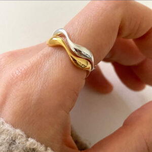 Plain silver / Curve ring J1174