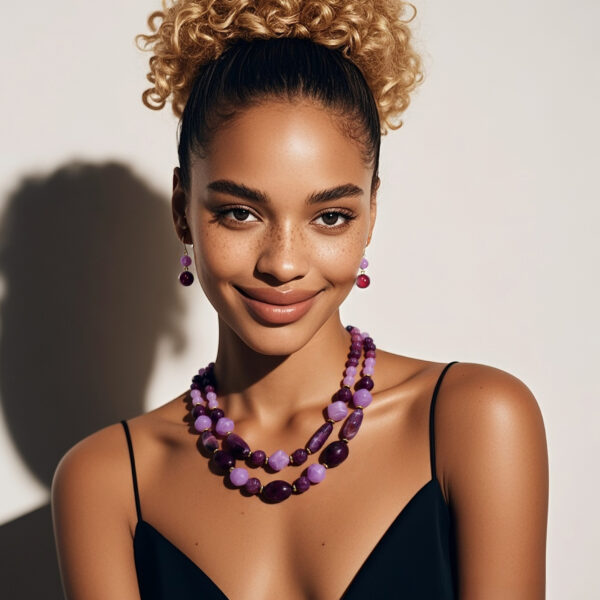 Wholesale Double Layer Plastic Bead Earrings Necklace Jewelry Set