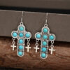 O1CN010JH4jJ1qyMbj71uru_2206372095564-0-cib Wholesale Bohemian Cross Vintage Turquoise Alloy Earrings