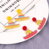 Wholesale Mexican Sombrero Rainbow Color Acrylic Earrings