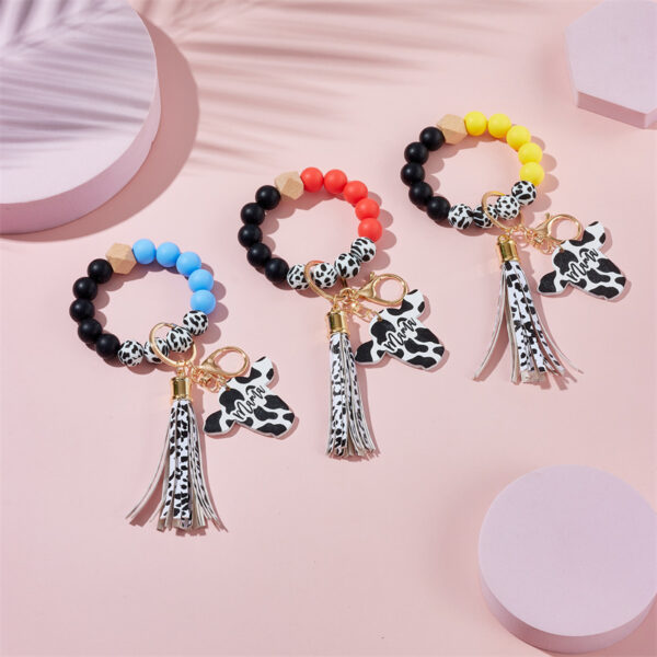 Wholesale Niutou Western Style Silicone Beaded Wrist Keychain