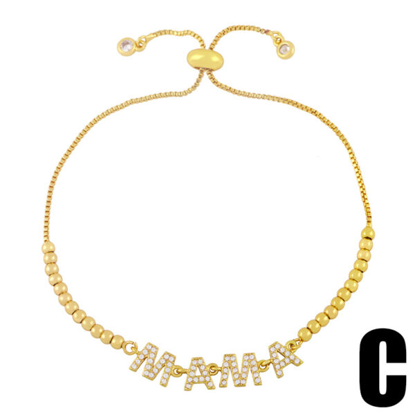 Wholesale Mother's Day MAMA Zircon Copper Bracelet