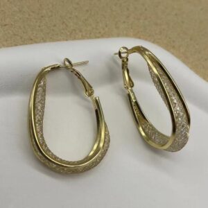 Gold oval earrings