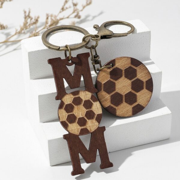 Wholesale Mother's Day Sports Ball Wooden Keychains