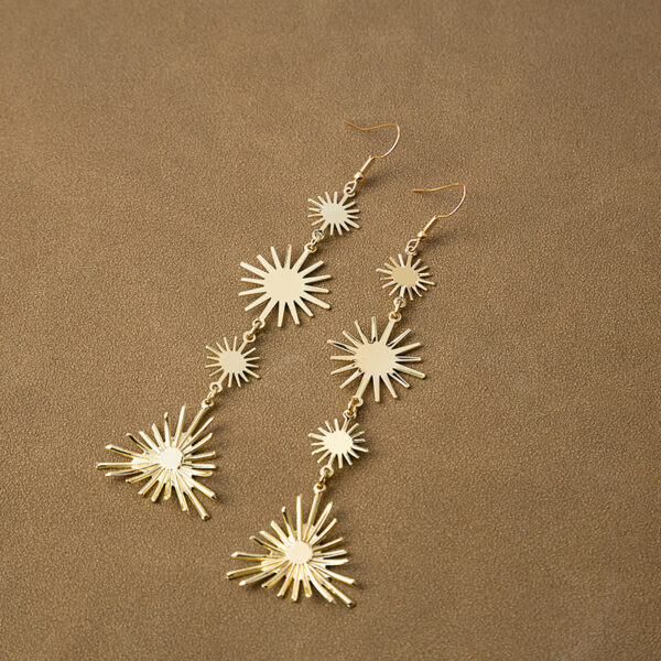 Wholesale Patchwork Triangle Sequin Radioactive Line Earrings