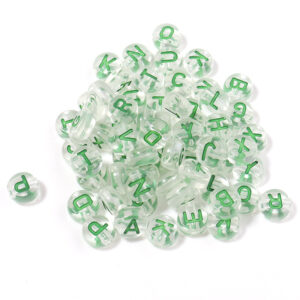 White bottom plus green word mixed / (100 pcs/pack) diameter is about 7mm, thickness is about 4mm, hole diameter is about 1.5mm, 100pcs per pack