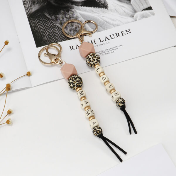 Wholesale Mother's Day Silicone Beads Wrist Keychain