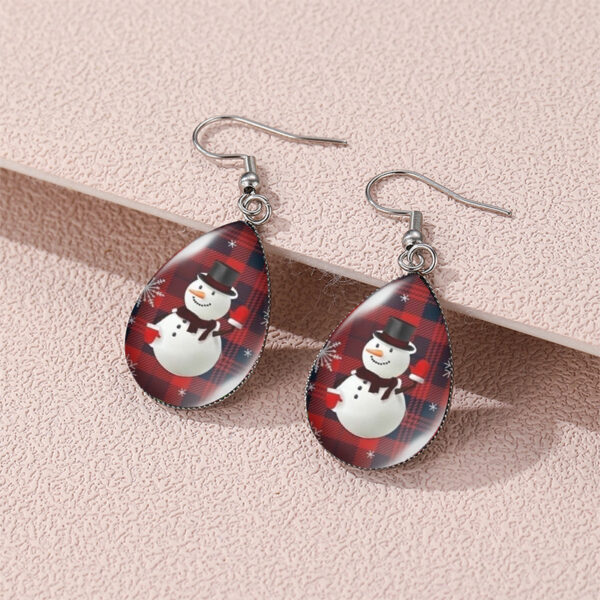 Wholesale Christmas Snowman Christmas Tree Santa Claus Time Gem Glass Water Drop Earrings