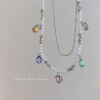 Wholesale Double Layer Pearl Heart Color Crystal Necklaces