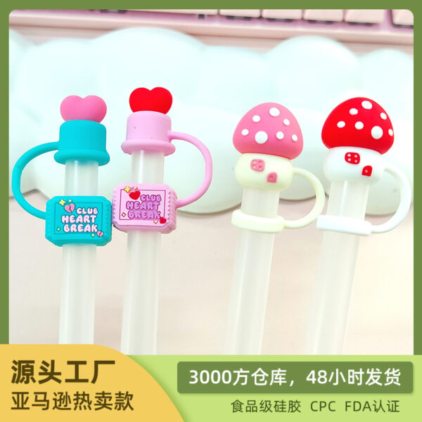 Wholesale New Food Grade Silicone Mushroom Creative Dustproof Straw Sleeve