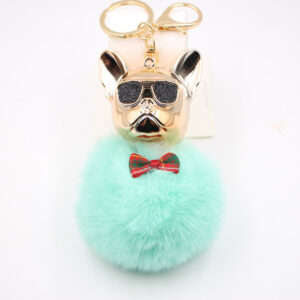 Mint Green / Cool Dog fur ball keychain