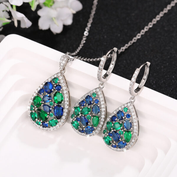 Wholesale Blue Green Gemstone Zircon Copper Earrings