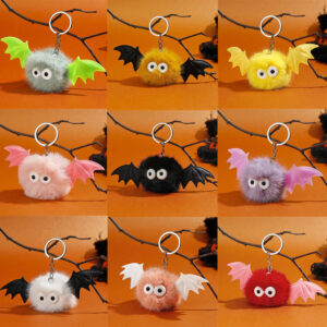 O1CN010WeiGD1VfwiZOBsAD__2113452681-0-cib Wholesale Halloween Bat Plush Pom Keychain
