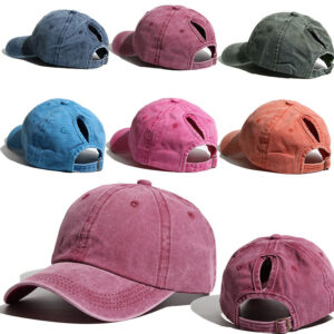 Wholesale Washed Ponytail Curved Brim Cotton Baseball Caps