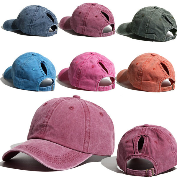 Wholesale Washed Ponytail Curved Brim Cotton Baseball Caps
