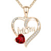 Wholesale Mother's Day Mom Heart-shaped Engraved Diamond Alloy Necklace