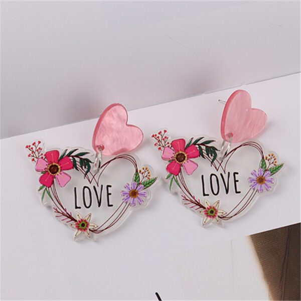 Wholesale Flamingo Heart Acrylic Earrings