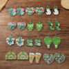 Wholesale Patrick's Day Four Leaf Clover Heart Owl Wooden Earrings