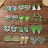 Wholesale Patrick's Day Four Leaf Clover Heart Owl Wooden Earrings