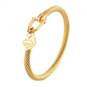 Steel Wire Engraving Love Bracelet-Gold