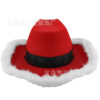 Wholesale Christmas Cloth White Fur Trim Western Cowboy Hat