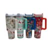 Wholesale Tumbler Christmas Stainless Steel Printed Car Straw Water Cups Ice Bullies Cup
