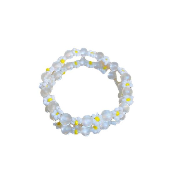 Wholesale Frosted Glass Pearl Flower Beading Bracelet