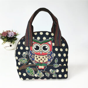 Dark blue bottom dot one owl shell bag