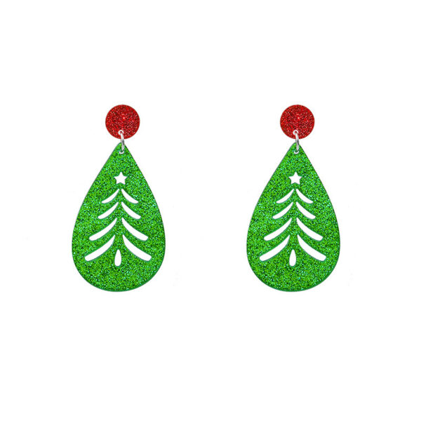Wholesale Leaves Hollow Christmas Tree Sequin Drop Earrings Niche Round  Acrylic Earrings