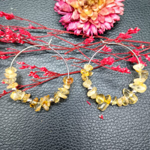 Yellow crystal silver earrings + silver beads