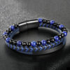 Wholesale Leather Rope Natural Stone Stainless Steel Men Bracelet