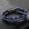 Wholesale Leather Rope Natural Stone Stainless Steel Men Bracelet